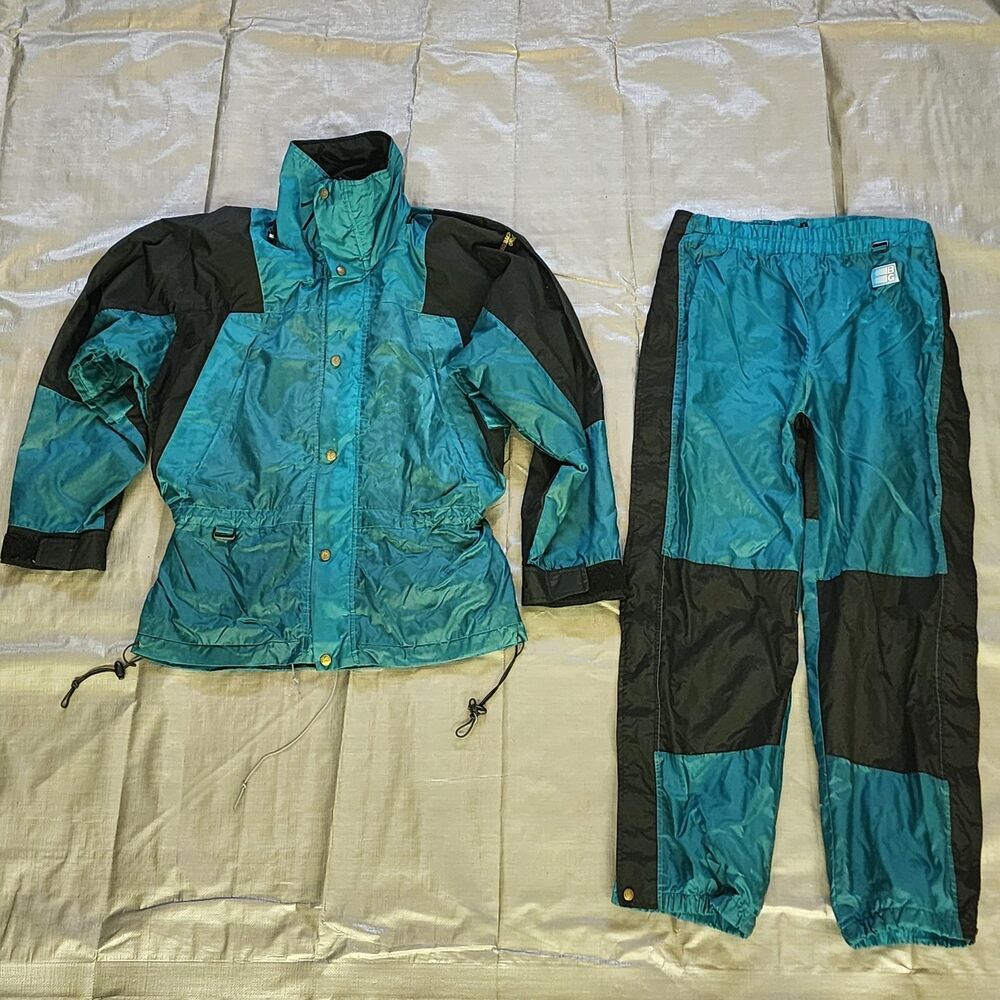Boulder Gear VTG 90s Ski Suit Set Unisex Small Teal Shell Jacket & Pants *READ